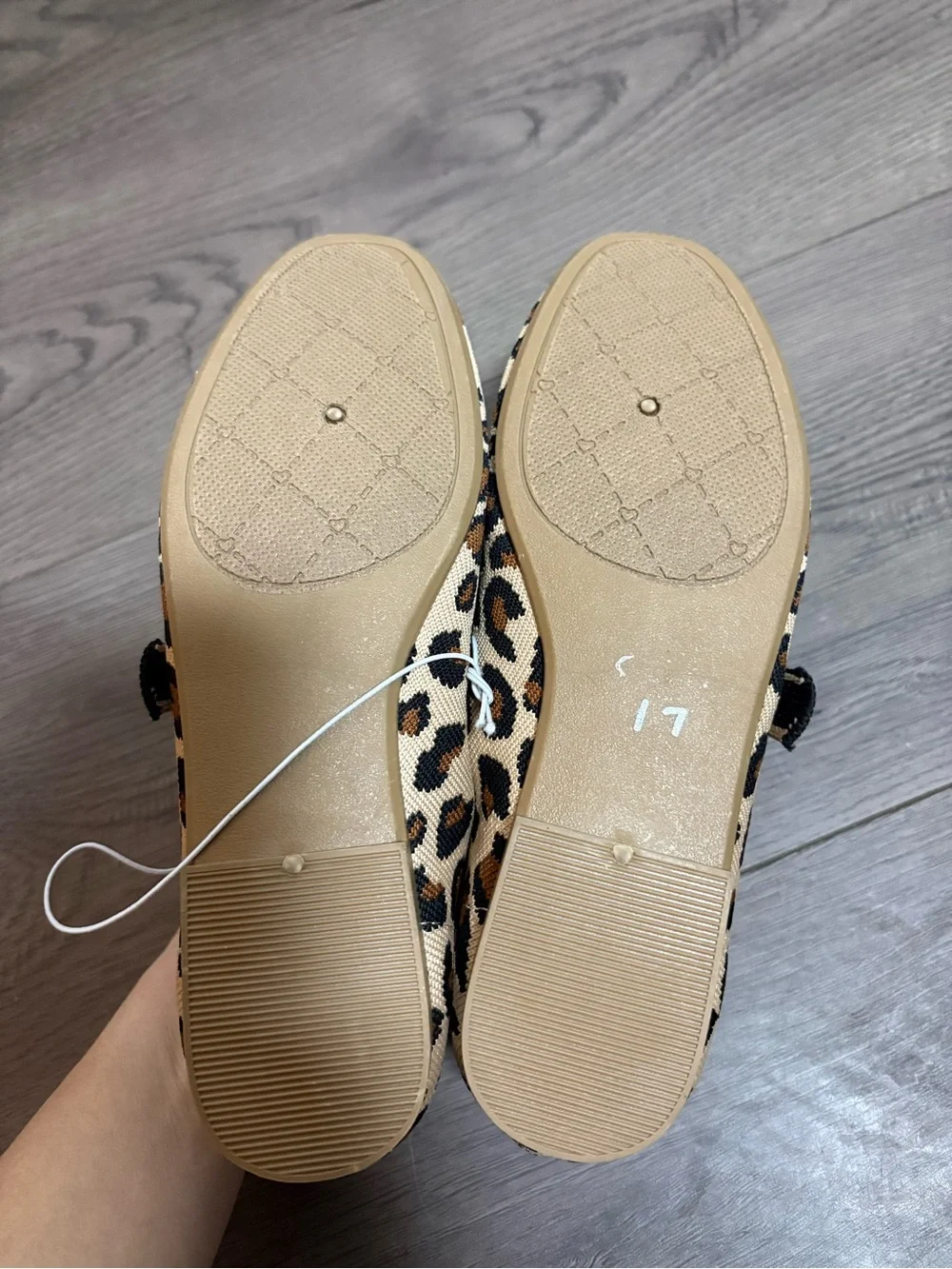 Jellypop Leopard Knit Mary‎ Jane Ballet Flats Preppy Twee Memory Foam Classic